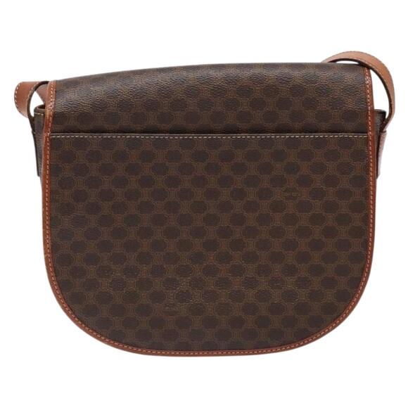 CELINE Macadam Canvas Shoulder Bag Pvc Leather Brown Gold - Picture 3 of 13